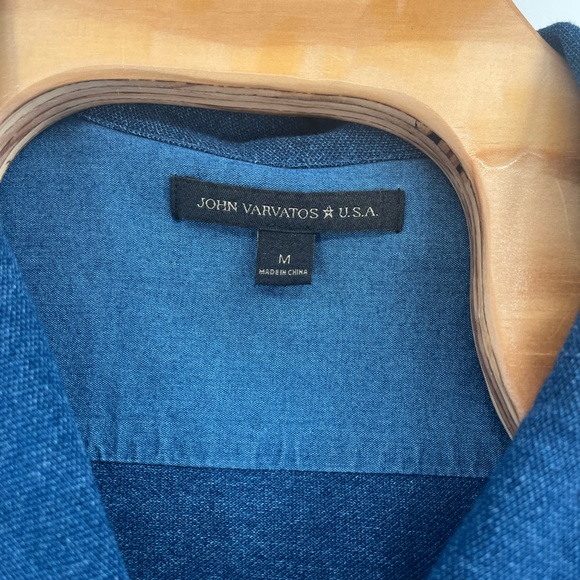 John Varvatos Collection Mens Lawrence Vintage Wash Camp Shirt Pacific Blue Sz M - Picture 3 of 7